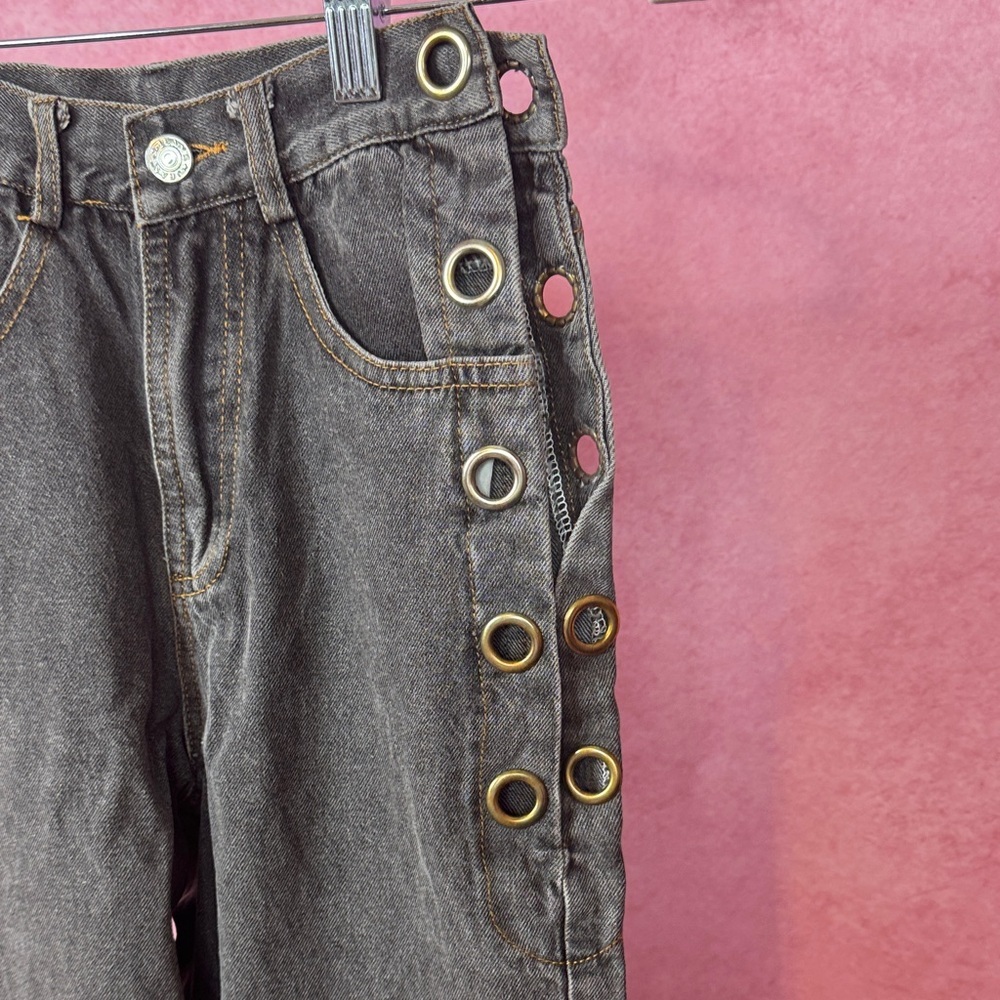 146. No1 Los Angeles Side Grommet Chain Pants Size S - Picture 5 of 7